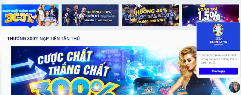 Phần thưởng chào mừng lên đến 300%